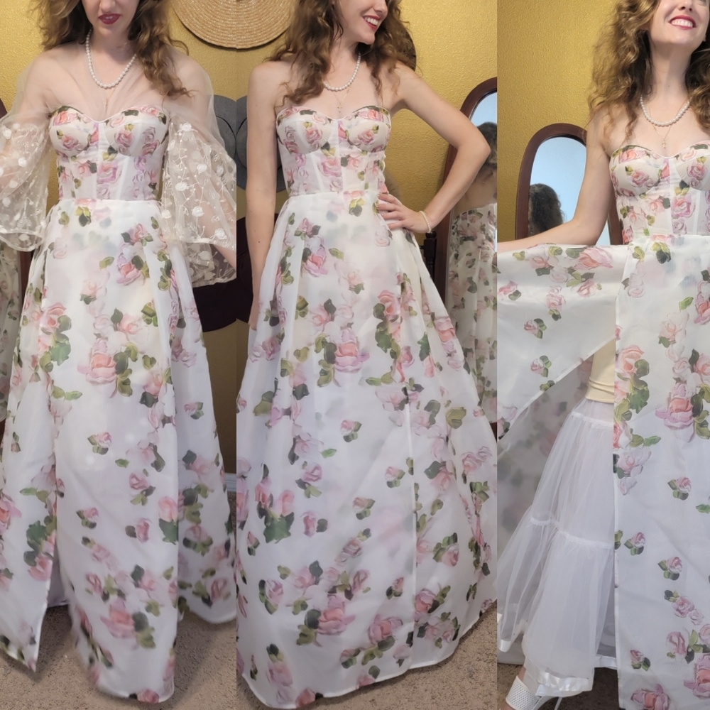 *NWT Brand NEW! Apple Blossom Floral Strapless Gown* - Picture 4 of 12